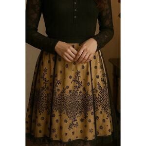 Adrianna Papell Evening Skirt Size 10 Black Embroidered Lace Overlay Fairy Goth